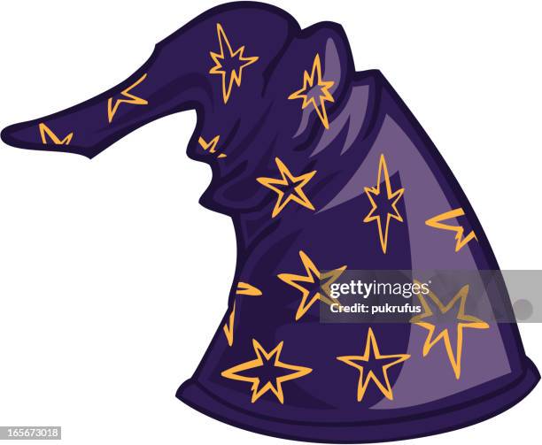 wizard hat - purple hat stock illustrations