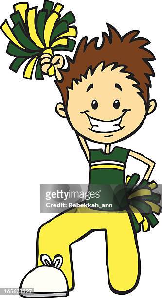 cheerleader - yellow & green - cheerleaders stock illustrations
