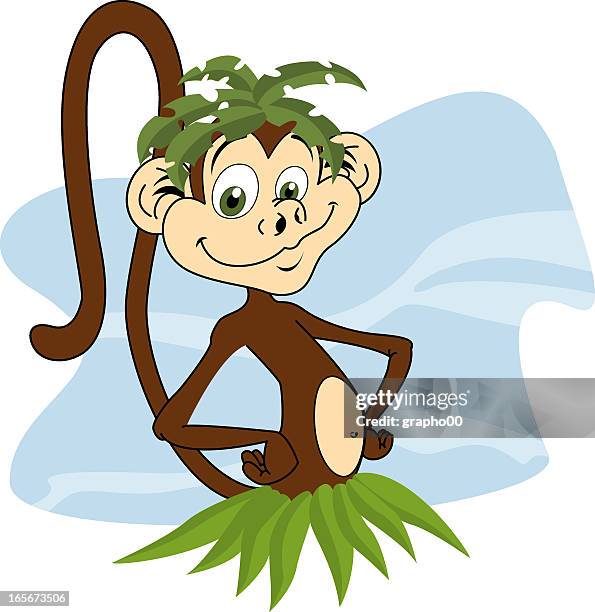 jungle monkey - macaque monkey stock illustrations