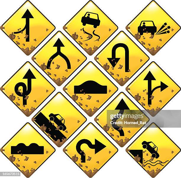 road signs -  collection - speed bump stock illustrations