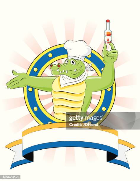 cajun gator chef - hot sauce stock illustrations