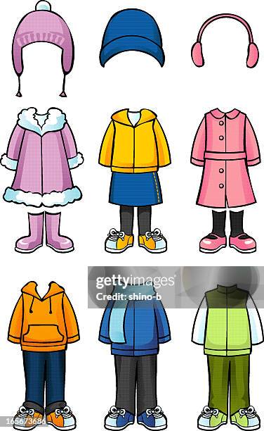 winterkleidung für kinder - mini dress stock-grafiken, -clipart, -cartoons und -symbole