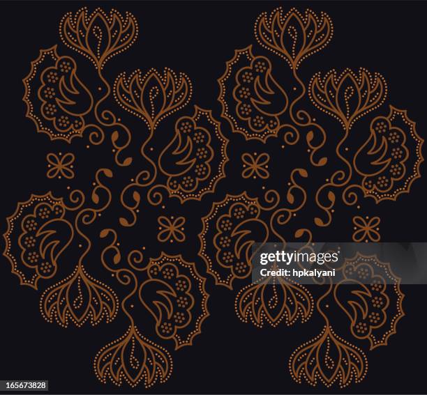 batik-blumenmuster - traditioneller batikstil stock-grafiken, -clipart, -cartoons und -symbole