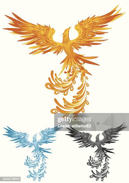 phoenix - blue phoenix bird stock illustrations