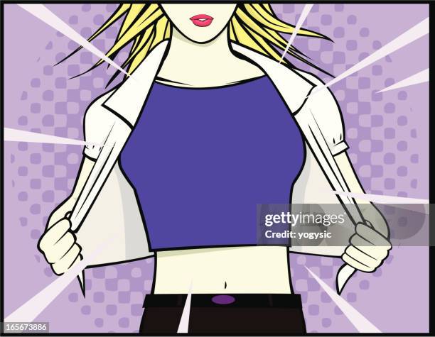 supergirl transformation - superhero girl stock illustrations