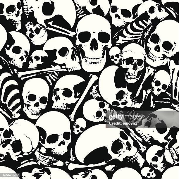 ilustrações de stock, clip art, desenhos animados e ícones de crânio fundo de papel de parede sem costura - skull