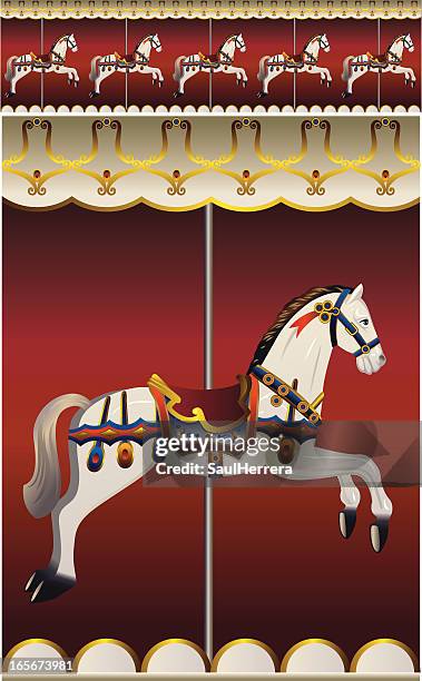 ilustrações, clipart, desenhos animados e ícones de carrossel de cavalos - carousel