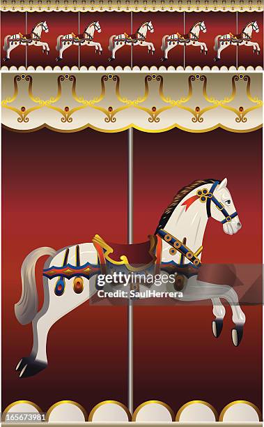 carrousel horse - amusement park slide stock illustrations