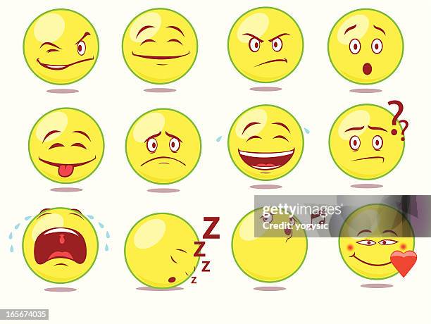 ilustraciones, imágenes clip art, dibujos animados e iconos de stock de linda smileys - sneering