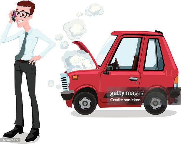 vehicle breakdown situation - car boken stock illustrations