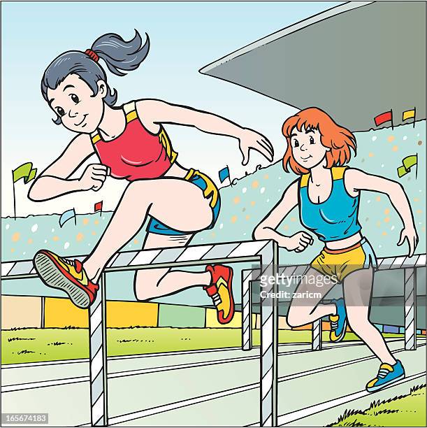 athletics - women's track stock illustrations