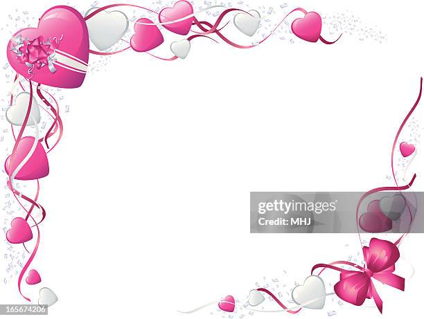 pink bows and hearts valentines frame horizontal - corner flag stock illustrations