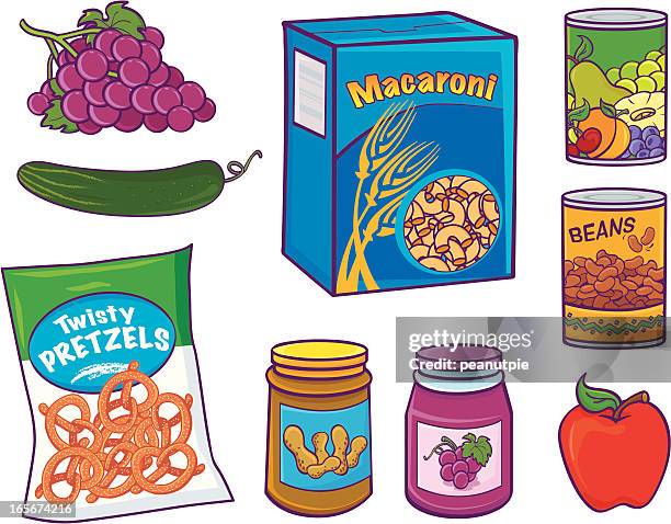 grocery food items - peanut butter and jelly sandwich stock illustrations