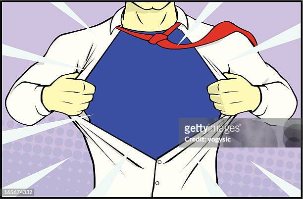 superhero transformation - all shirts stock illustrations