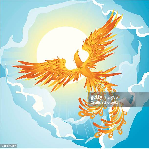 phoenix sky - phoenix mythical bird stock-grafiken, -clipart, -cartoons und -symbole