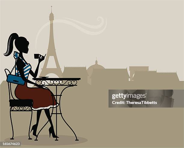 ilustrações de stock, clip art, desenhos animados e ícones de café francês - pessoas paris