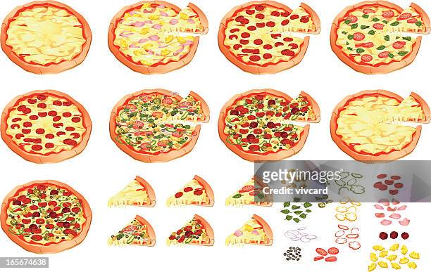 stockillustraties, clipart, cartoons en iconen met pizza - basil