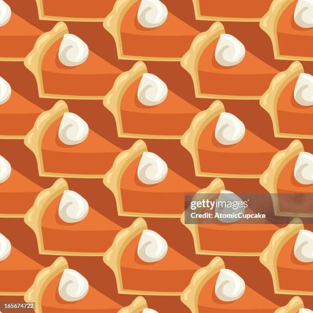 pumpkin pie seamless pattern - pumpkin pie stock illustrations