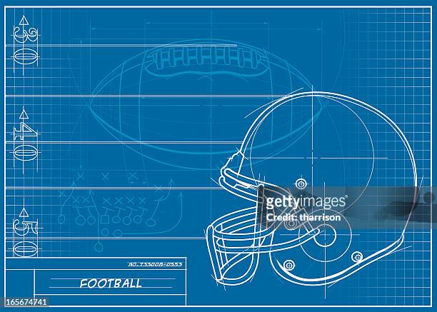 football helmet blueprint - american football field stock illustrations