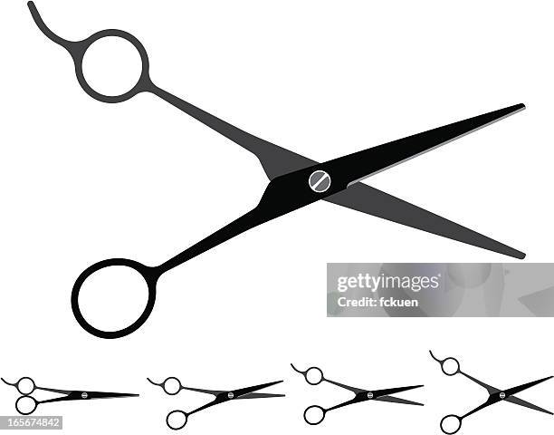 stockillustraties, clipart, cartoons en iconen met hair cutting scissors silhouette - kappersschaar