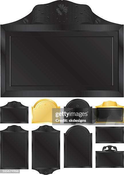 gold and black emblems, plaques, or signs set - gold plaque stock illustrations