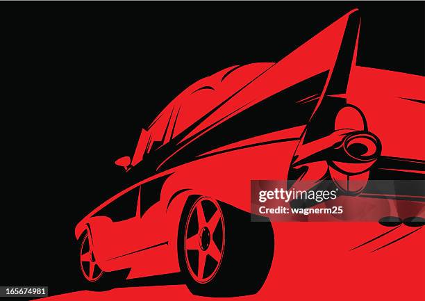 klassische schwanzflosse 50's car schablone - car spoiler stock-grafiken, -clipart, -cartoons und -symbole