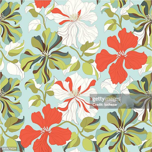 nahtlose hintergrund mit blumen - art deco background stock-grafiken, -clipart, -cartoons und -symbole