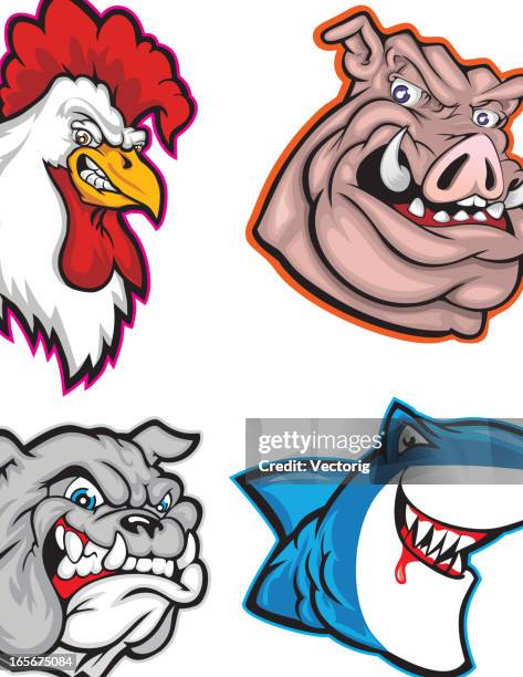 mascot collection - angry rooster stock illustrations