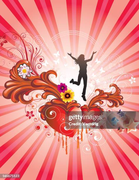 funky girl - woman running spring stock illustrations