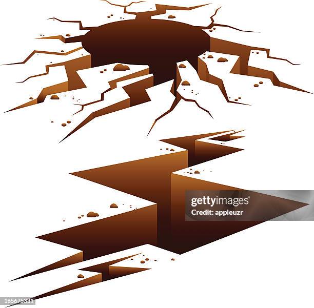 earth cracks - sinkhole stock illustrations