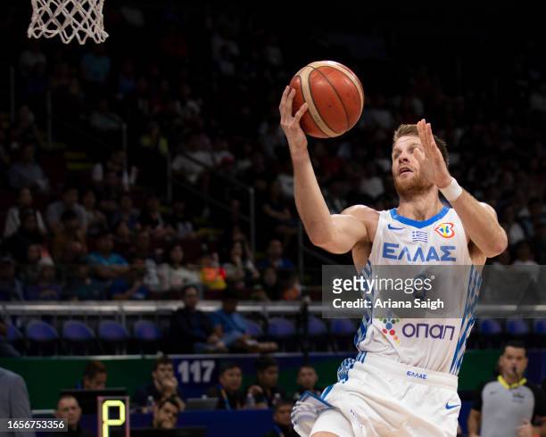 Thomas Walkup of Greece during the FIBA Basketball World Cup 2nd Round Group J game between Greece and Montenegro at Mall of Asia Arena on September...