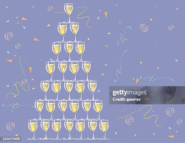 champagne pyramid - champagne pyramid stock illustrations