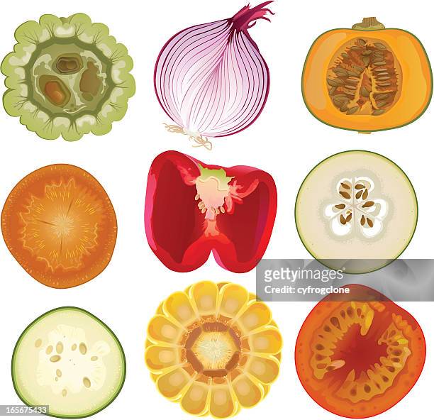 vegetable core - red bell pepper stock illustrations