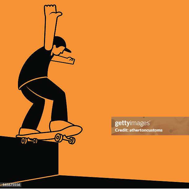 skateboarder doing nose slide - going separate ways stock illustrations