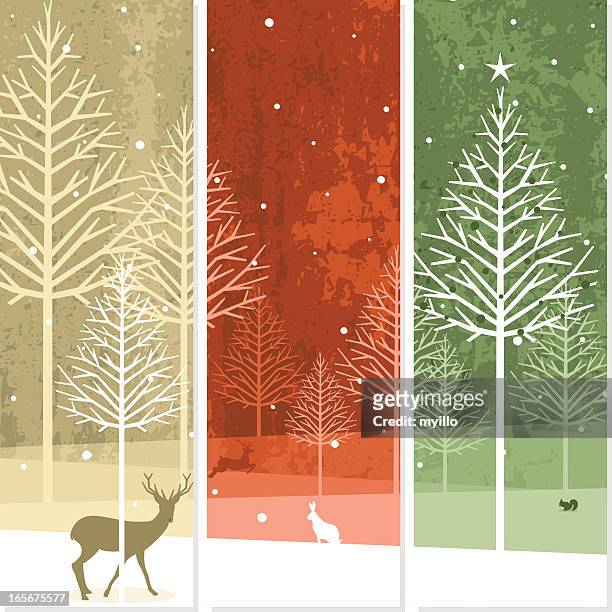 xmas forest - bookmarker stock illustrations