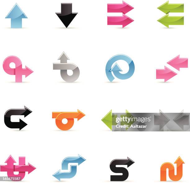 color icons - arrows - 3d arrows stock illustrations