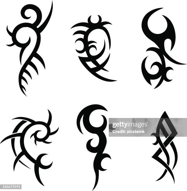 stockillustraties, clipart, cartoons en iconen met tribal tattoo designs - tatoeage