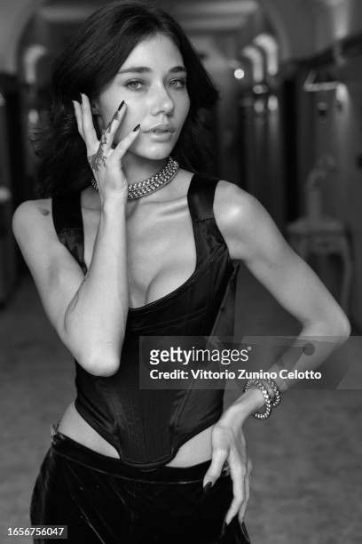 Federica Garcia poses for the photographer at the 80th Venice International Film Festival on September 02, 2023 in Venice, Italy.