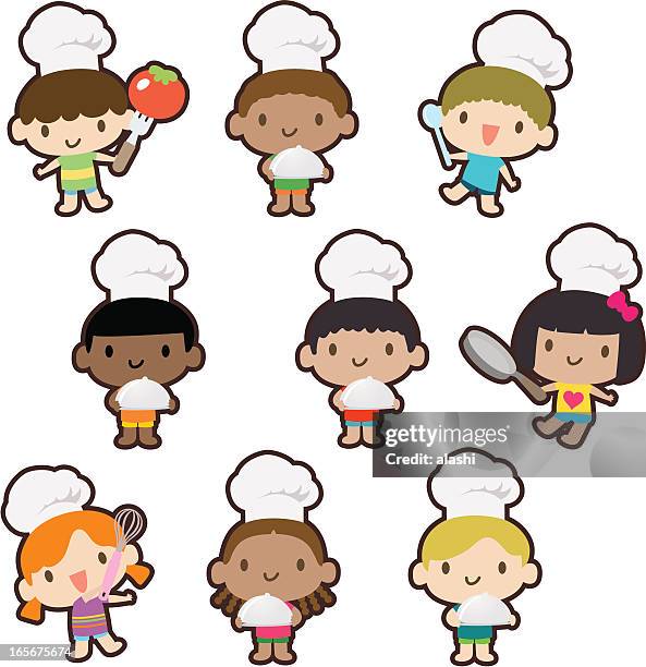 multicultural kids cooking, baking, carrying a covered dinner plate - indian lifestyle stock illustrations