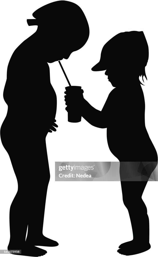 Children's mutual aid silhouette