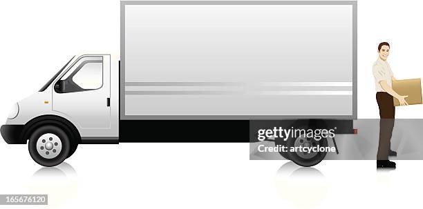 delivering - delivery man side view stock illustrations