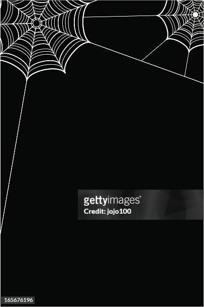 ilustrações de stock, clip art, desenhos animados e ícones de spiders web fronteira em fundo preto - teia de aranha