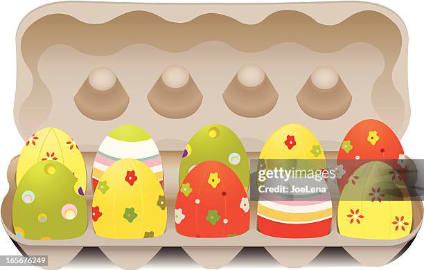 easter eggs in carton - egg carton stock illustrations