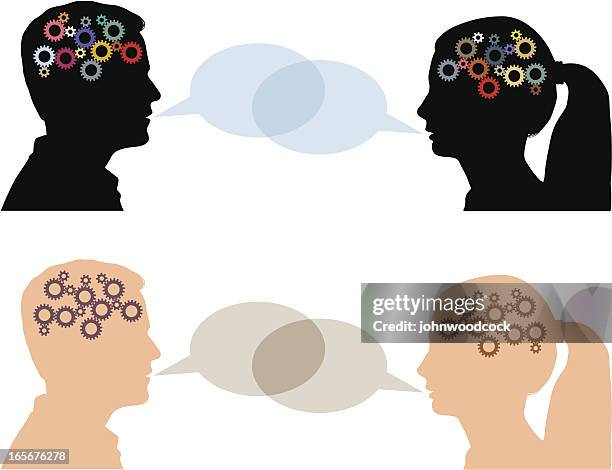 dialogue - couple thinking stock illustrations