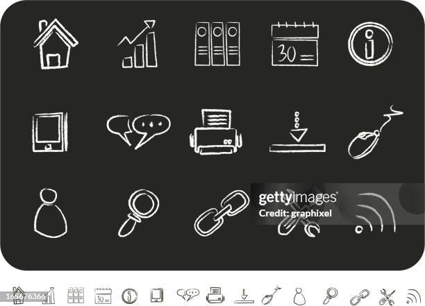 sketched business icons - mouse coloured background stock illustrations