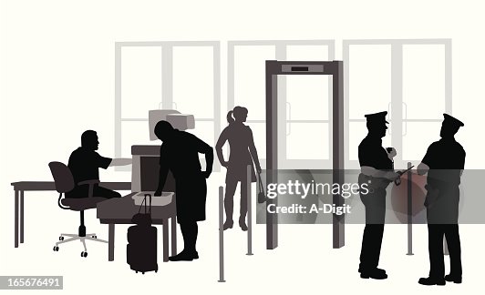Security Check Vector Silhouette Security Check Vector Silhouette