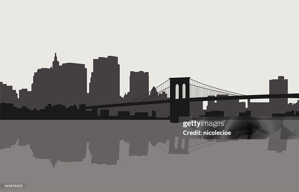 Brooklyn Bridge and New York Skyline
