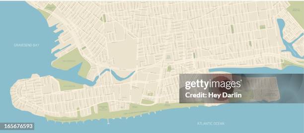 coney island map - coney island boardwalk stock illustrations