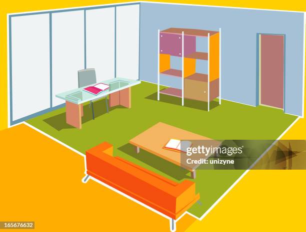 inside the room - blue glass stock illustrations