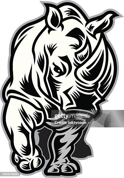 rhino charging - rhino stock illustrations